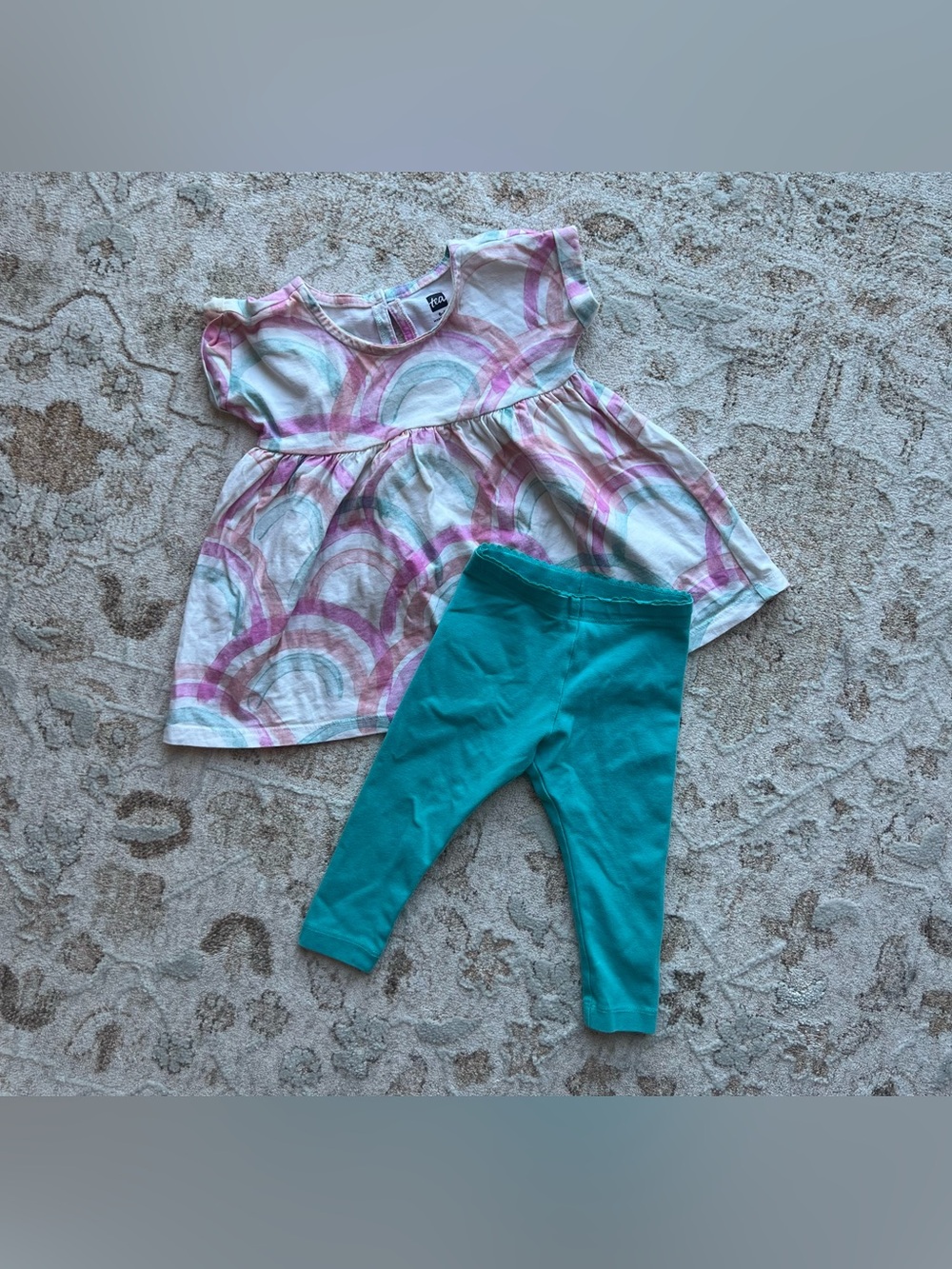 Colorful Rainbow Tea Collection Set: Dress & Leggings